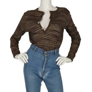 Vintage Surf Skate Hipster Grunge Boho Hippie Festival Tweed Knit Polo Shirt Top